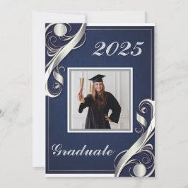 Navy Silver White Afstuderen 2025 Kaart