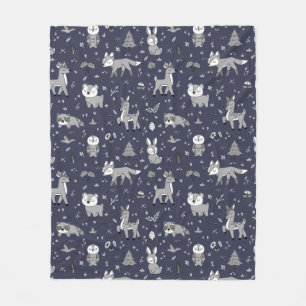 Navy Sleepy Woodland Critters Geslacht Neutraal Fleece Deken