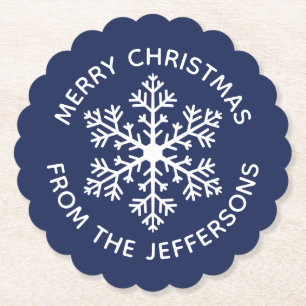 Navy sneeuwvlok papier Onderzetter