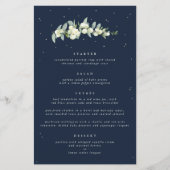 Navy Snowberry + Eucalyptus 4 gangen bruiloft Menu (Voorkant)