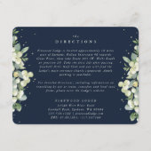 Navy Snowberry+Eucalyptus Edged Bruiloft Routebesc Informatiekaartje (Voorkant)
