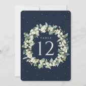 Navy Snowberry+Eucalyptus Mariage Numéro de table (Dos)