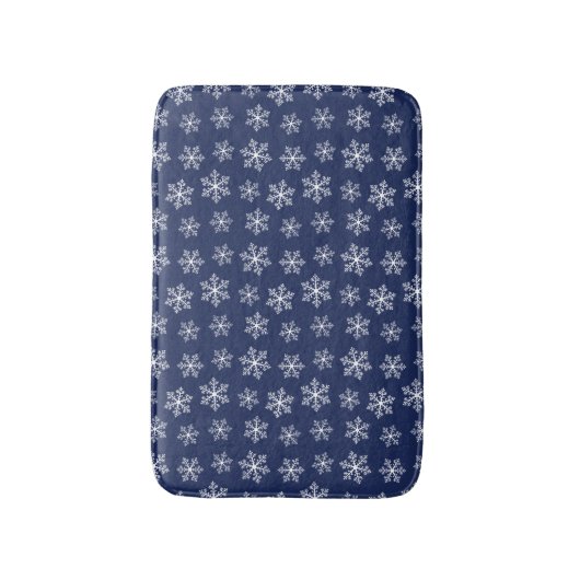 Navy Snowflake Bath Mat (Voorkant Verticaal)