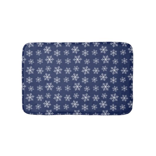 Navy Snowflake Bath Mat (Voorkant)