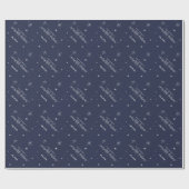Navy Snowflake kerst Cadeaupapier (Vlak)