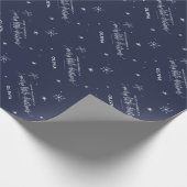 Navy Snowflake kerst Cadeaupapier (Hoek)