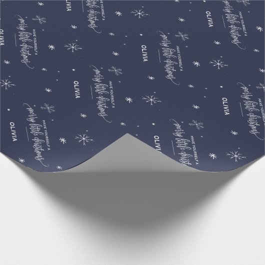 Navy Snowflake kerst Cadeaupapier (Hoek)