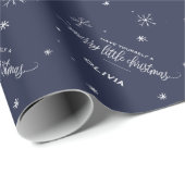 Navy Snowflake kerst Cadeaupapier (Rol Hoek)