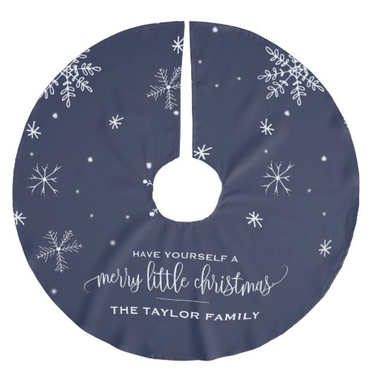 Navy Snowflake kerst Kerstboom Rok (Voorkant)