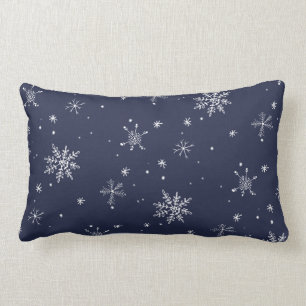 Navy Snowflake kerst Kussen