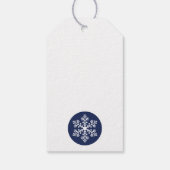 Navy Snowflake kerstcadeautags Cadeaulabel (Achterkant)