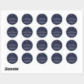 Navy Snowflake-kerstretouradres Ronde Sticker (Vel)