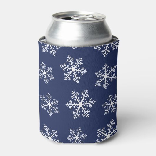 Navy Snowflake Koelbox Blikjeskoeler (Blikje Voorkant)