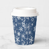 Navy Snowflake ONE Paper Cup Papieren Bekers (Rechts)