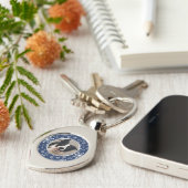 Navy Snowflake Paw Pattern Foto Sleutelhanger (Zijkant)