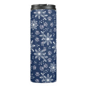 Navy Snowflake Paw Pattern Foto Thermosbeker (Achterkant)