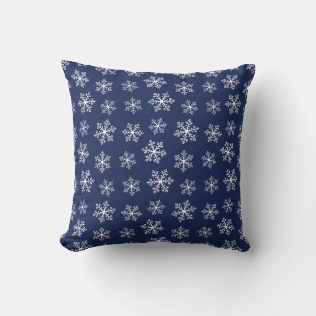 Navy Snowflake Pillow Kussen (Voorkant)