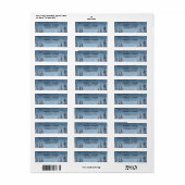 Navy Snowy Winter Pine Tree Waterverf Bruiloft Etiket (Full Sheet)