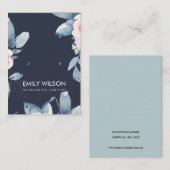 NAVY SOFT BLUSH SKY BLUE FLORAL EARRING DISPLAY VISITEKAARTJE (Voorkant / Achterkant)