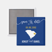 Navy South Carolina Wedding Save the Date Map Magneet (Voorkant / Achterkant)