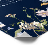 Navy Spring Wildflower bruiloft zitgrafiek Poster (Hoek)
