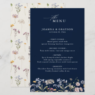 Navy Spring Wildflower Meadow Bruiloft Menu