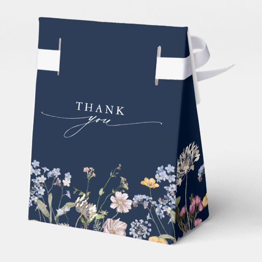 Navy Spring Wildflower Meadow Garden Bruiloft Bedankdoosjes (Achterkant)
