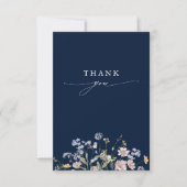 Navy Spring Wildflower Meadow Garden Bruiloft Bedankkaart (Voorkant)