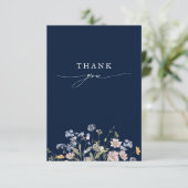 Navy Spring Wildflower Meadow Garden Bruiloft Bedankkaart (Staand voorkant)
