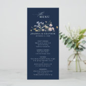 Navy Spring Wildflower Meadow Garden Bruiloft Menu (Staand voorkant)