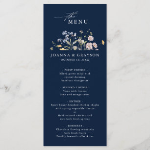 Navy Spring Wildflower Meadow Garden Bruiloft Menu