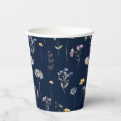 Navy Spring Wildflower Meadow Garden Bruiloft Papieren Bekers (Voorkant)