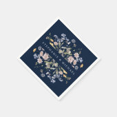 Navy Spring Wildflower Meadow Garden Bruiloft Servet (Hoek)