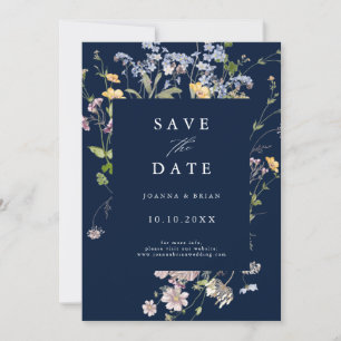 Navy  Spring Wildflower Meadow Garden Save The Date