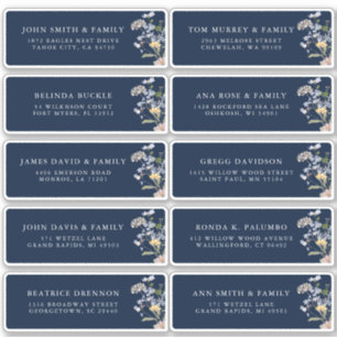 Navy Spring Wildflower Meadow Gast Naam Adres Sticker