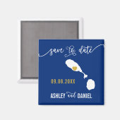 Navy St. Kitts en Nevis Wedding Save the Date Map Magneet (Voorkant / Achterkant)
