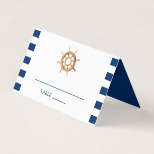 Navy Steering Wheel Nautical Wedplace Card Kaart