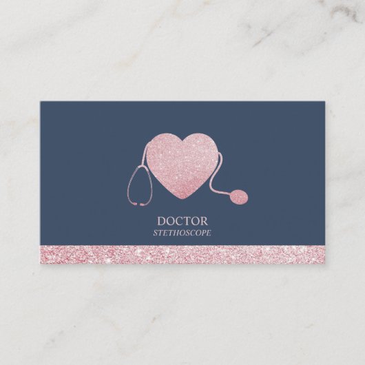 Navy Stethoscoop mousserende hartgezondheid Visitekaartje (Voorkant)