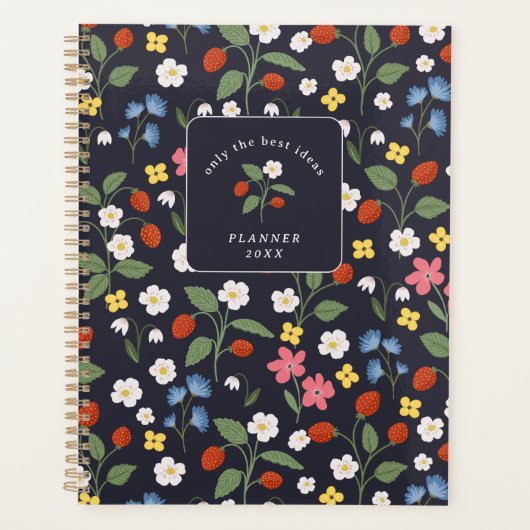 Navy Strawberry patroon planner (Voorkant)