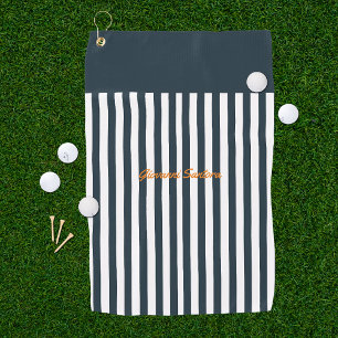 Navy Strepen Het Moderne Monogram voor Heren Golfhanddoek