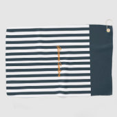 Navy Strepen | Het Moderne Monogram voor Heren Golfhanddoek (Horizontaal)