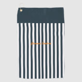 Navy Strepen | Het Moderne Monogram voor Heren Golfhanddoek (Voorkant)