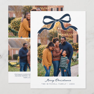 Navy Strik Merry Christmas Familie Foto Feestdagenkaart
