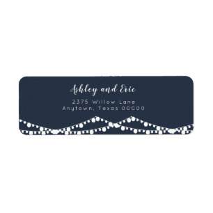 Navy String Lights Modern Return Address Label