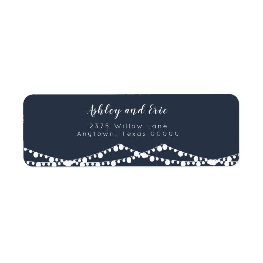 Navy String Lights Modern Return Address Label (Voorkant)