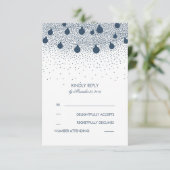 Navy String Lights Rustic Wedding RSVP-kaarten RSVP Kaartje (Staand voorkant)