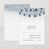 Navy String Lights Rustic Wedding RSVP-kaarten RSVP Kaartje (Voorkant / Achterkant)