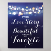 Navy String of light Elk Liefde verhaal is..bruilo Poster (Voorkant)