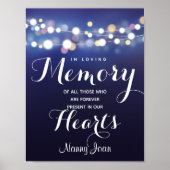 Navy String of light in loving memory sign Poster (Voorkant)
