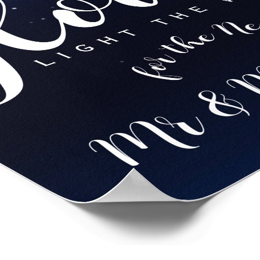 Navy String of Light Let love glow bruiloft party Poster (Hoek)